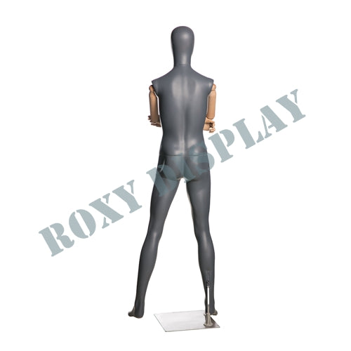 EGGHEAD MALE FULLBODY MATTE GREY WITH WOODEN ARMS