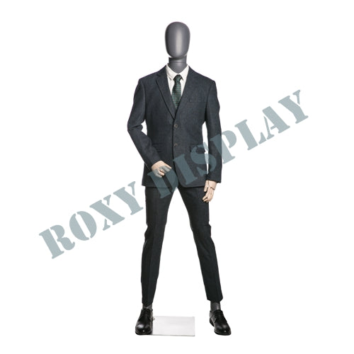 EGGHEAD MALE FULLBODY MATTE GREY WITH WOODEN ARMS