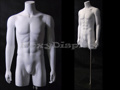 Male Mannequin Torso with nice body figure and arms - Fiberglass material - Steel base included