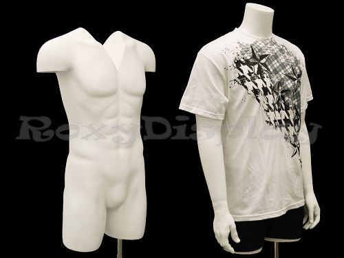 Male Mannequin Torso With nice body figure and arms - Removable neck and Arms - Fiberglass material - Steel base included