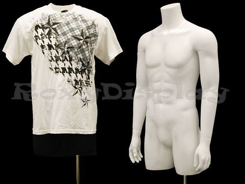 Male Mannequin Torso With nice body figure and arms - Removable neck and Arms - Fiberglass material - Steel base included