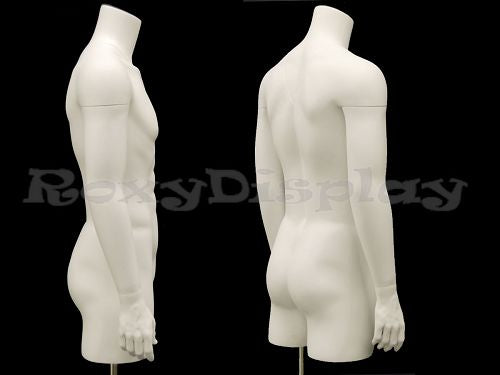 Male Mannequin Torso With nice body figure and arms - Removable neck and Arms - Fiberglass material - Steel base included