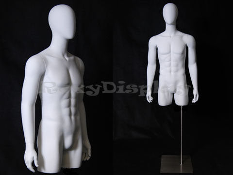 Egg Head Male Mannequin Torso with nice body figure and arms