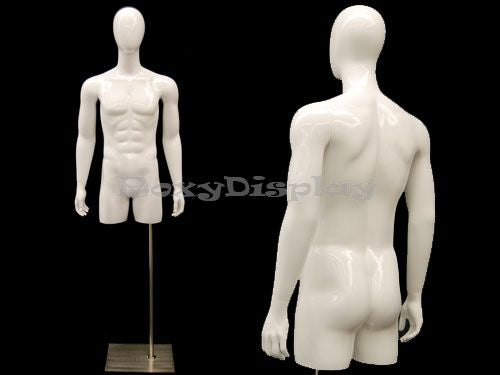 Egg Head Male Mannequin Torso with nice body figure and arms