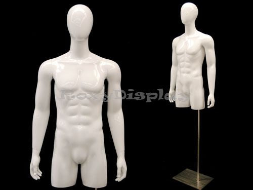 Egg Head Male Mannequin Torso with nice body figure and arms