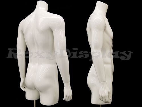 Male Mannequin Torso with nice body figure and arms - Fiberglass material - Steel base included