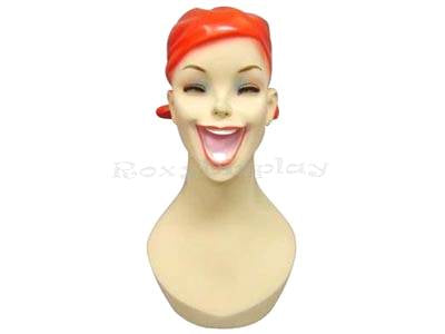 Red hair - With open smile mouth - Female mannequin head